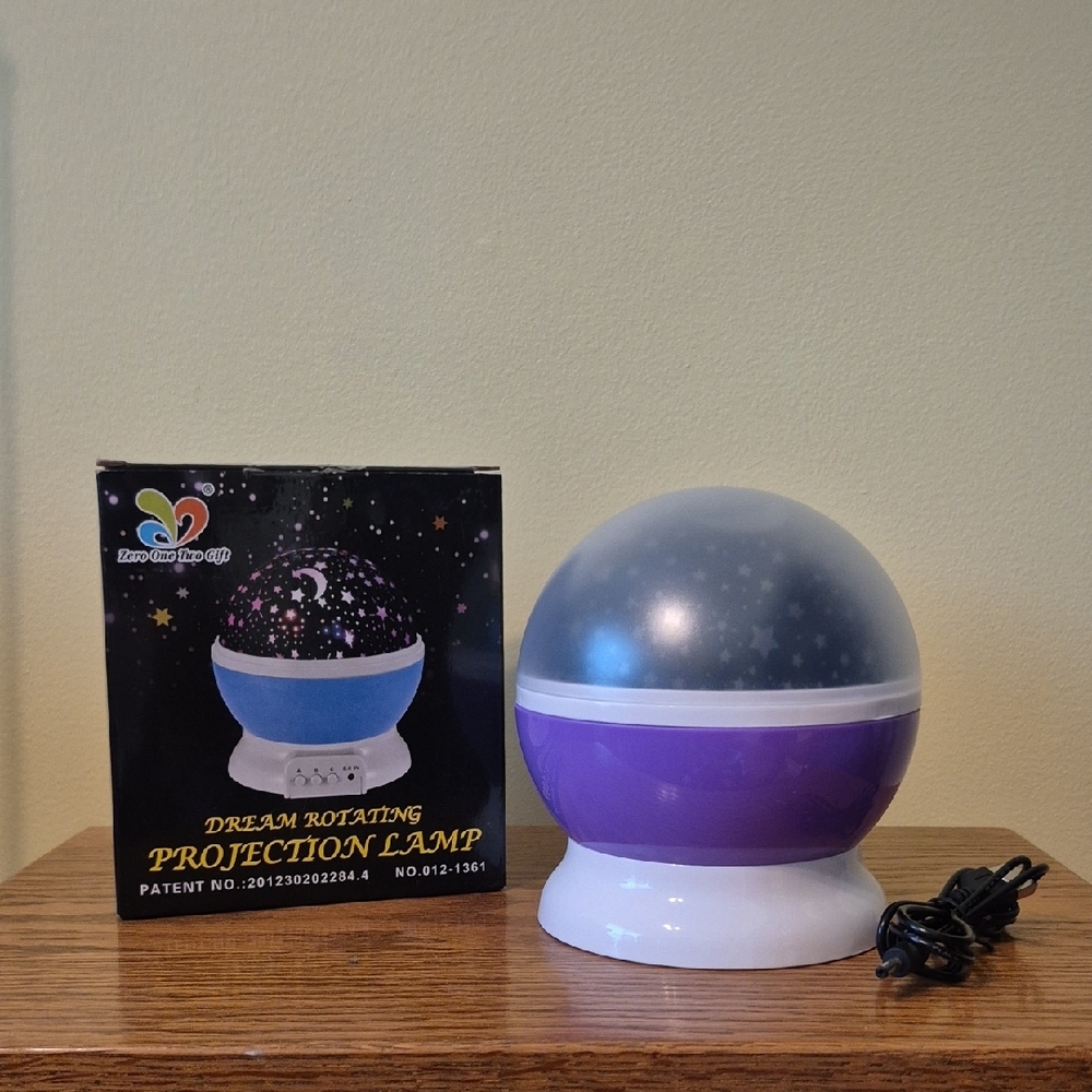 Kids Room Decor Starry Night Projection Lamp In Purple and White Plug In